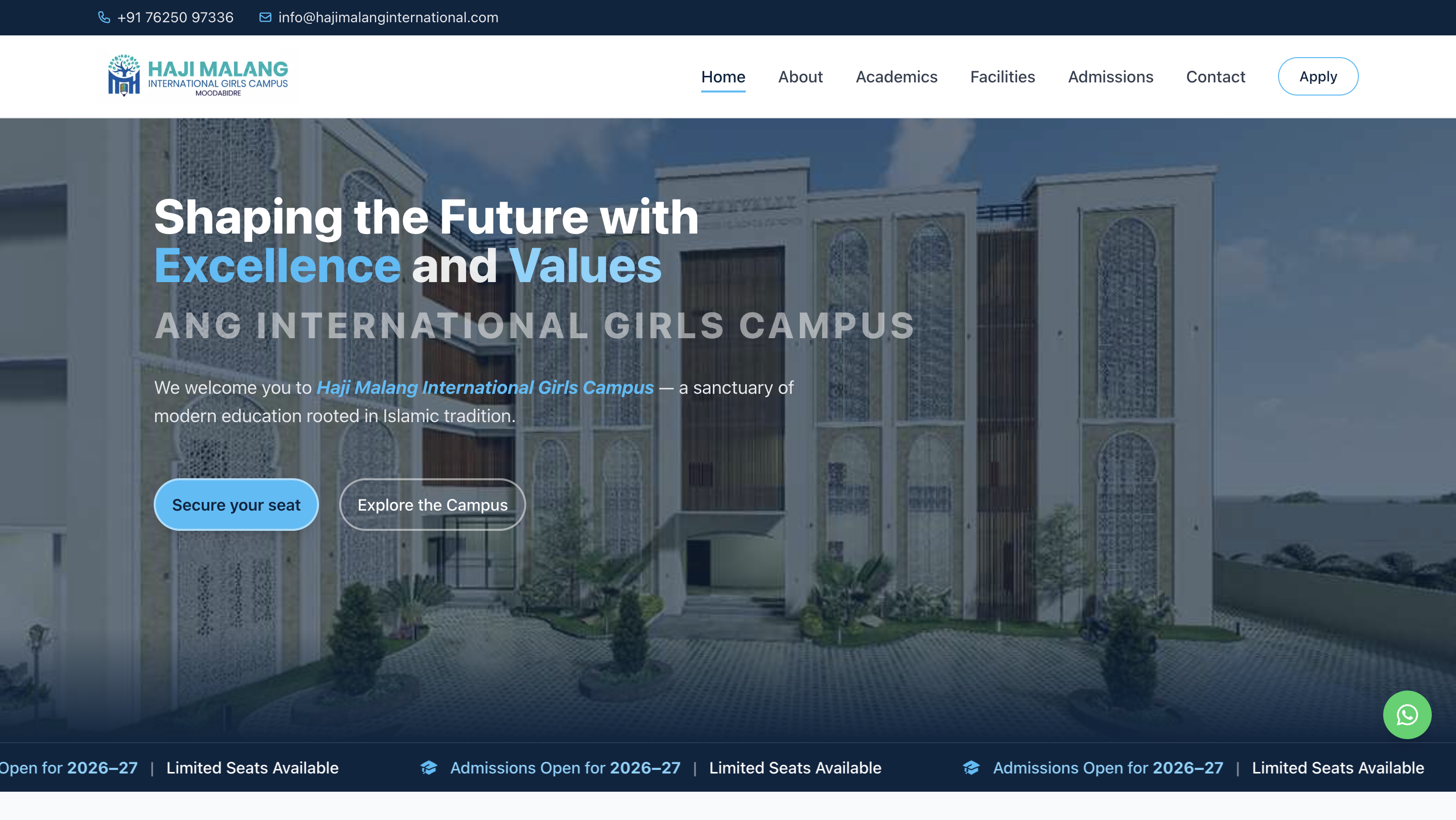 Haji Malang Institution — Academic digital presence for a global educational institution.